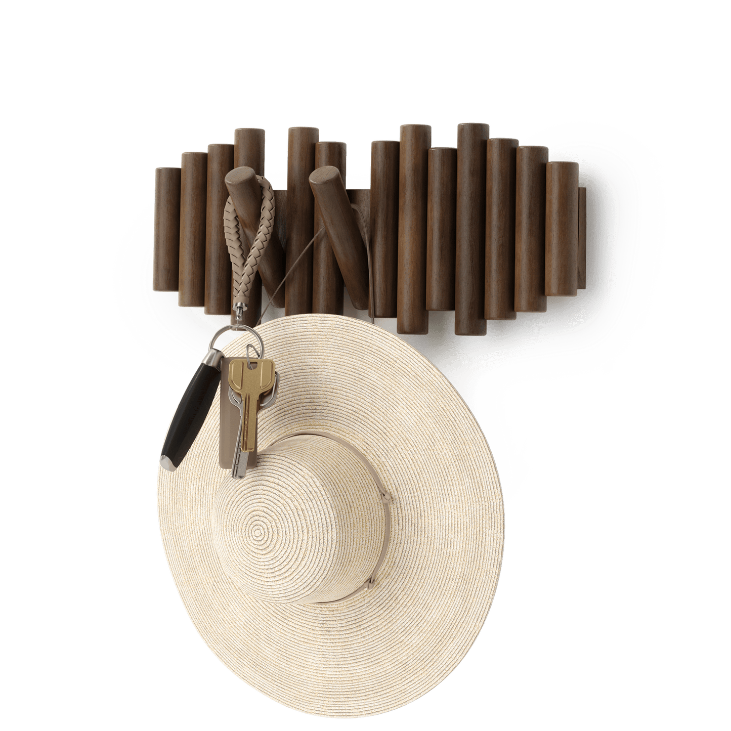 Picket knaggrekke walnut– funksjonelt design som også er veggkunst, en del av kategorien - At Home Interiør