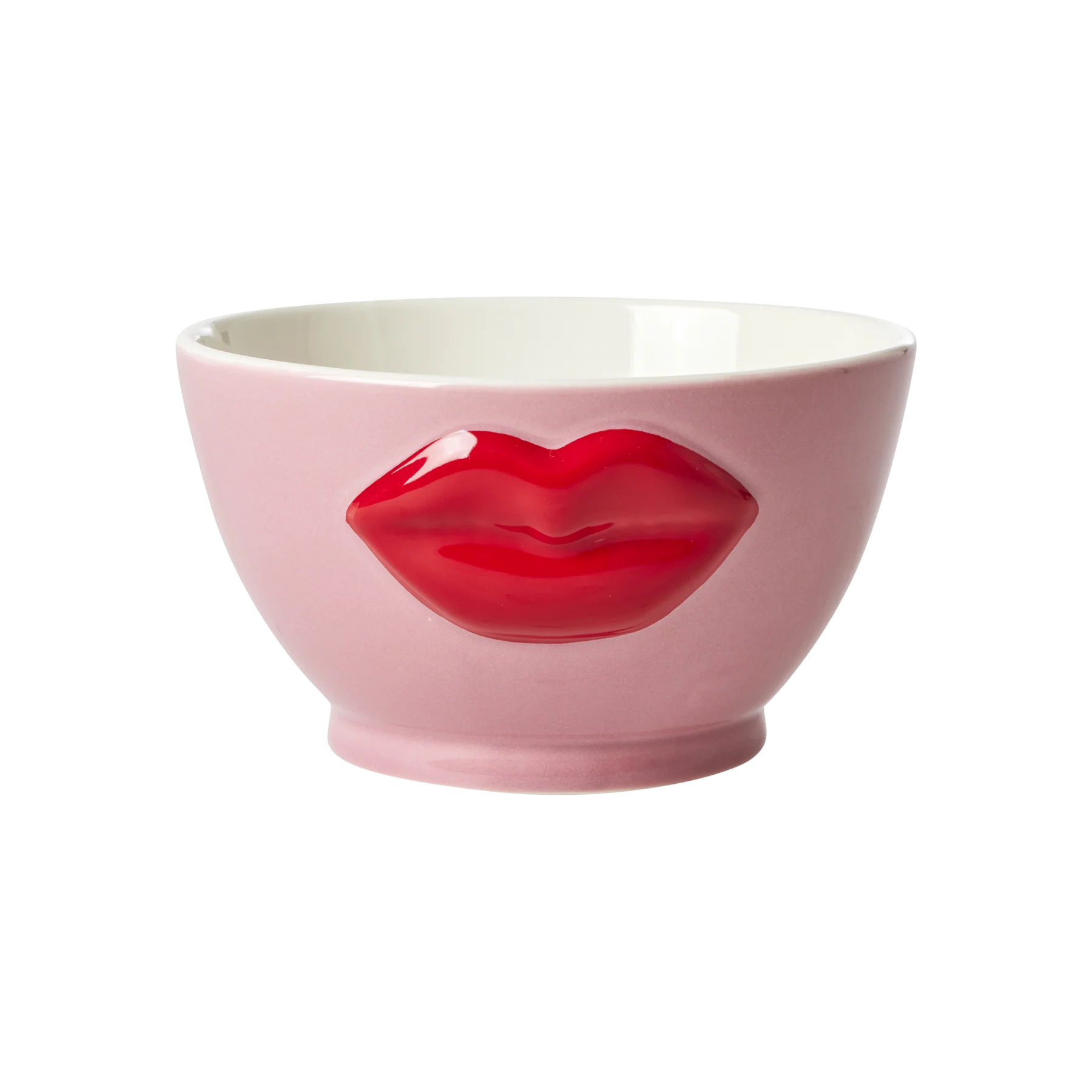 Kissy kiss bolle, keramikk bolle i rosa med røde lepper. Kitchy, kul og unik. Julegaveidee