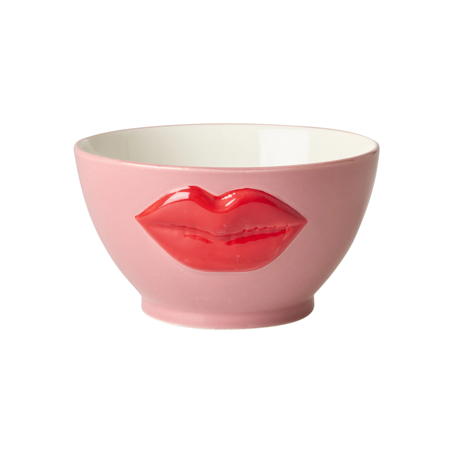 Kissy kiss bolle, keramikk bolle i rosa med røde lepper. Kitchy, kul og unik. Julegaveidee