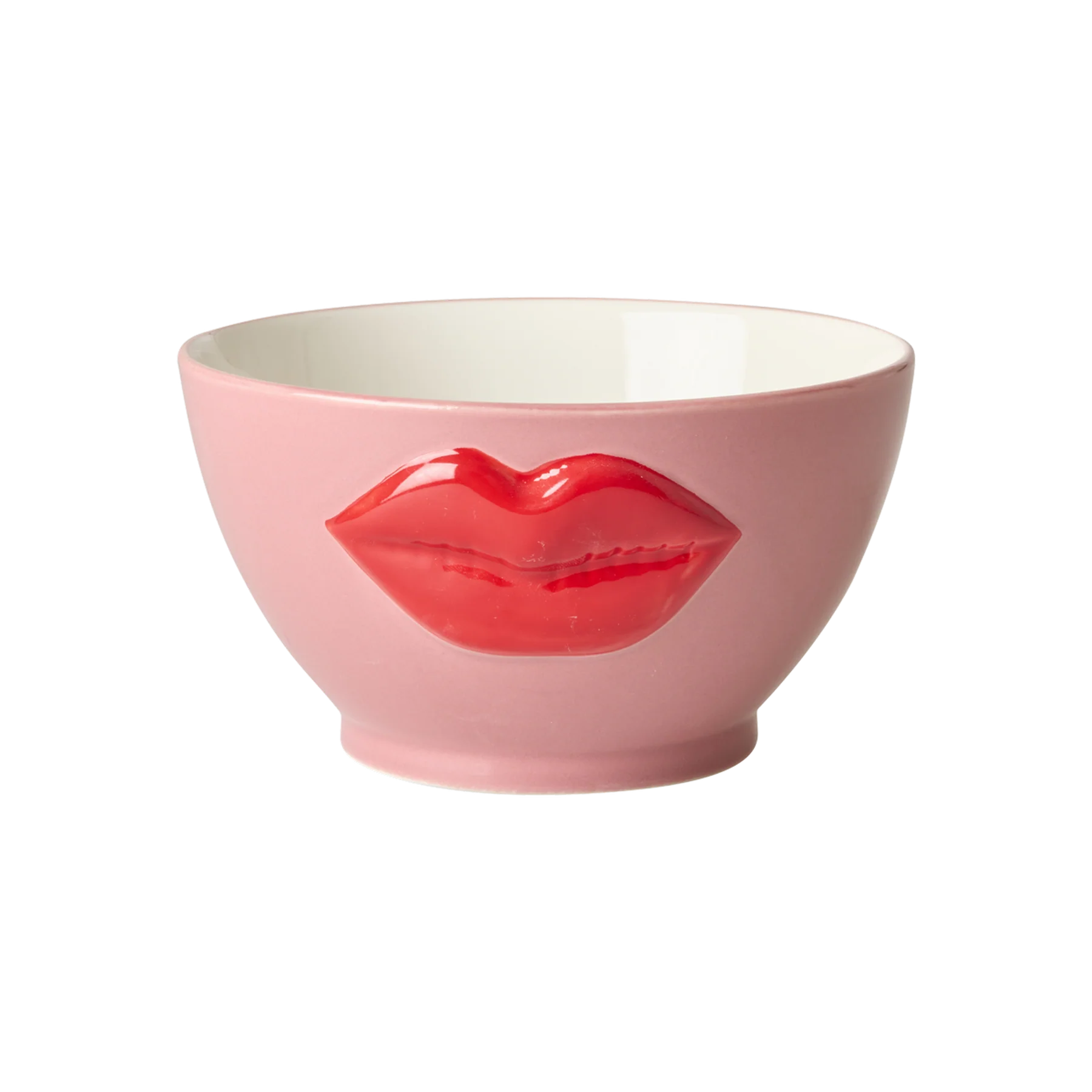 Kissy kiss bolle, keramikk bolle i rosa med røde lepper. Kitchy, kul og unik. Julegaveidee