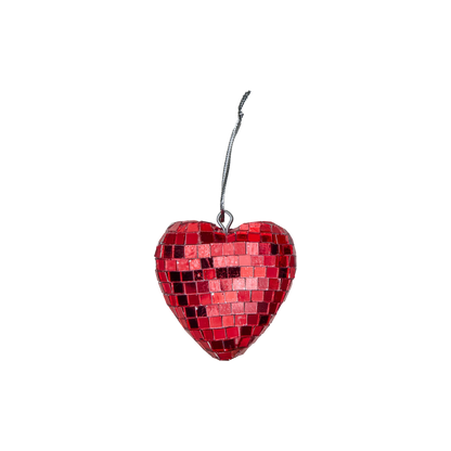 Discohjerte rødt, juletrepynt