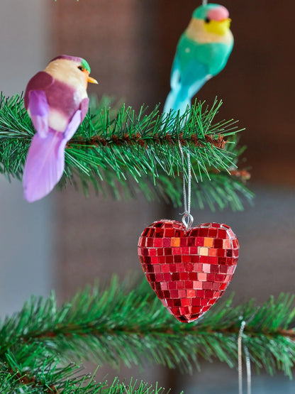 Discohjerte rødt, juletrepynt