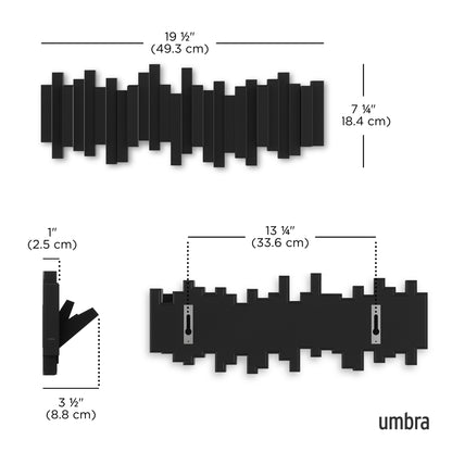 Sticks Multi Hook sort, moderne knaggrekke