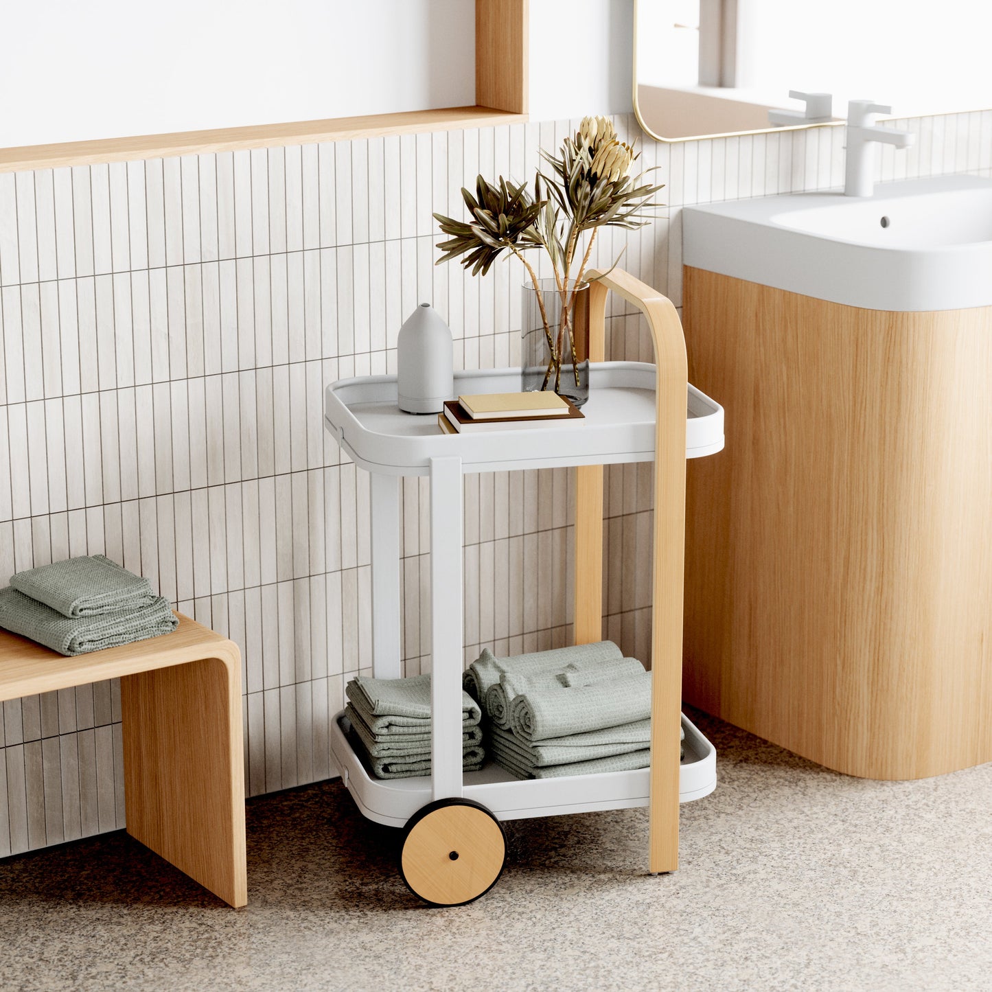 Bar - og oppbevaringsvogn, hvit Bellwood – elegant og allsidig, en del av kategorien - At Home Interiør