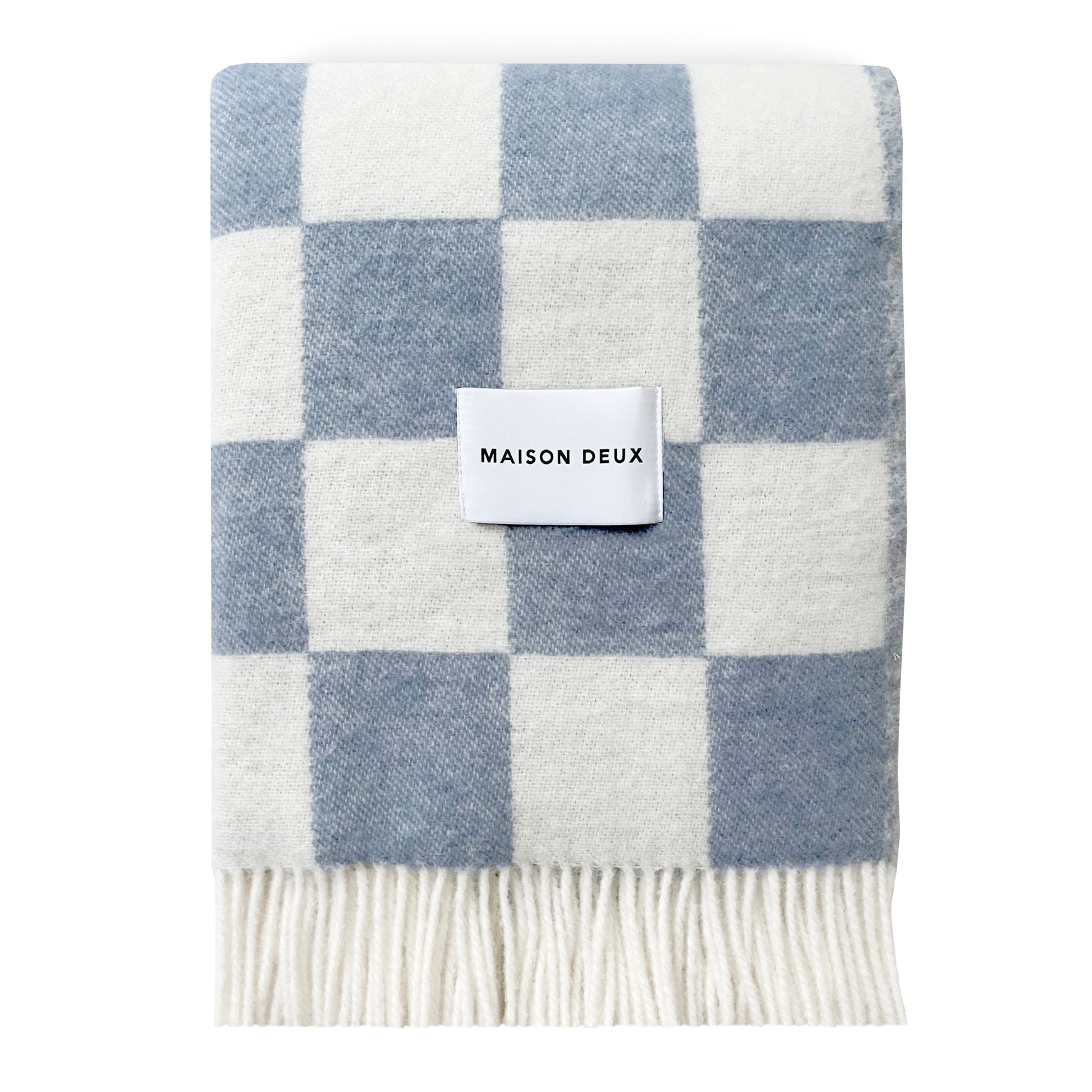 Checkerboard Ullpledd Denim white, en del av kategorien Pledd - At Home Interiør