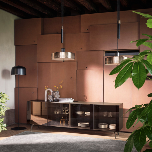 Crystal Skjenk, med glass dører smoke/ Bronze 2 størrelser