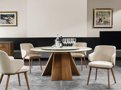 Icaro rundt spisebord fra Calligaris i mørk eik og keramikk – @HOME Oslo