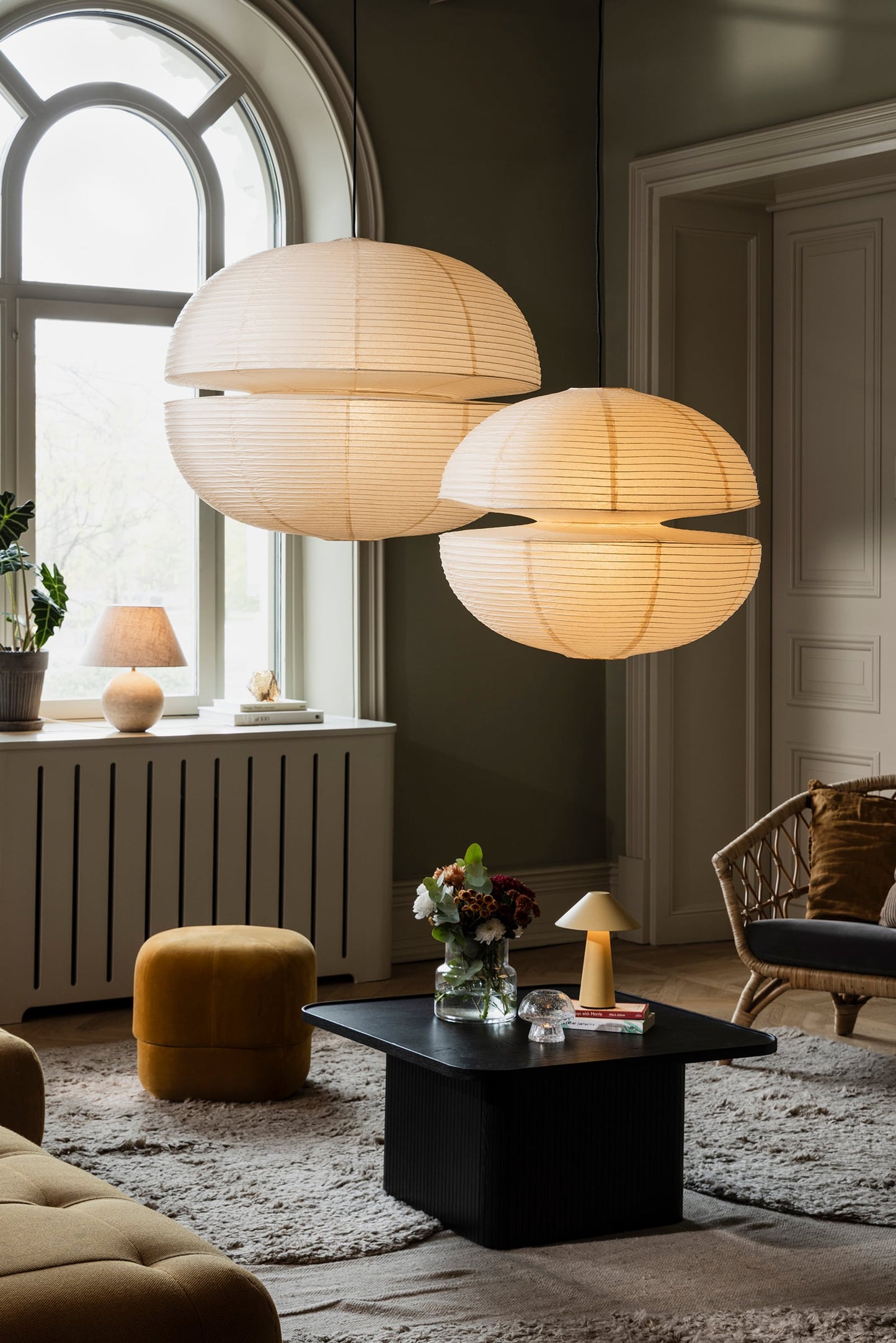 Mela 80 stor lampeskjerm i beige rispapir