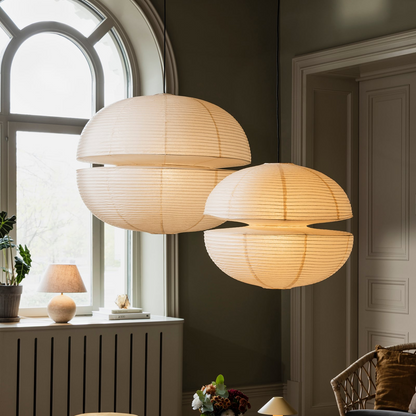 Mela lampeskjerm i beige rispapir – 60 og 80 cm