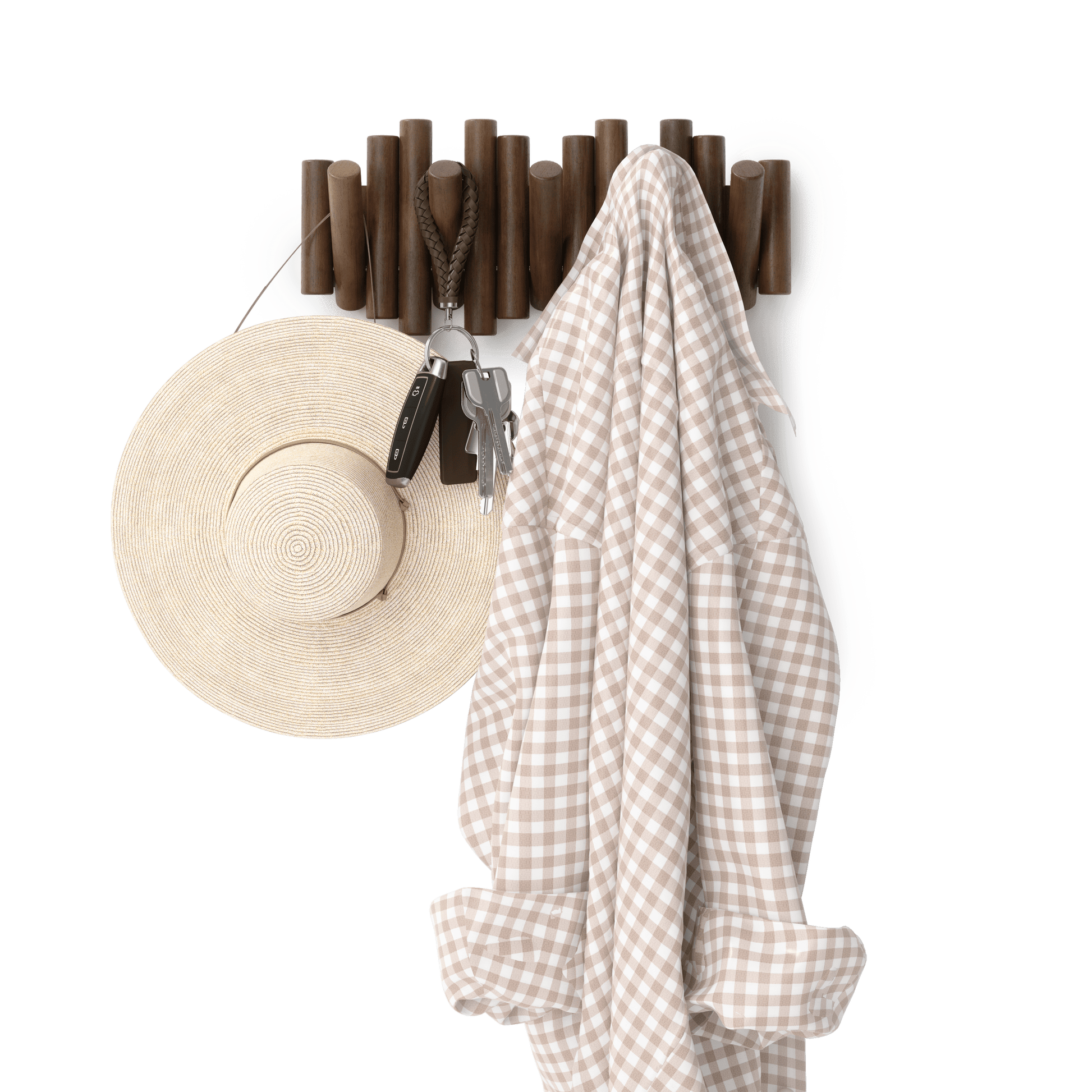 Picket knaggrekke walnut– funksjonelt design som også er veggkunst, en del av kategorien - At Home Interiør