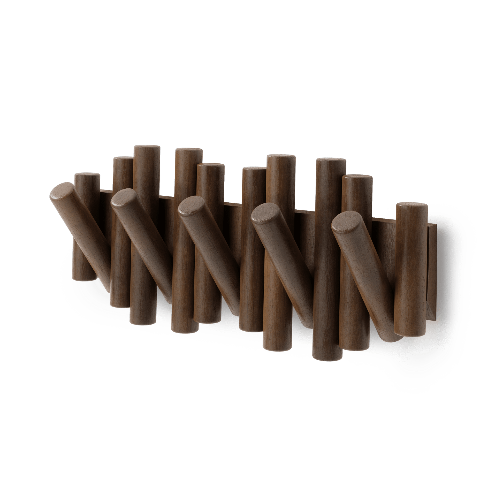Picket knaggrekke walnut– funksjonelt design som også er veggkunst, en del av kategorien - At Home Interiør