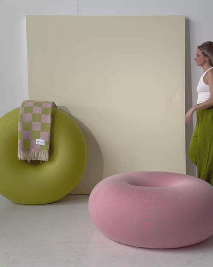 Checkerboard Ullpledd Kiwi pink