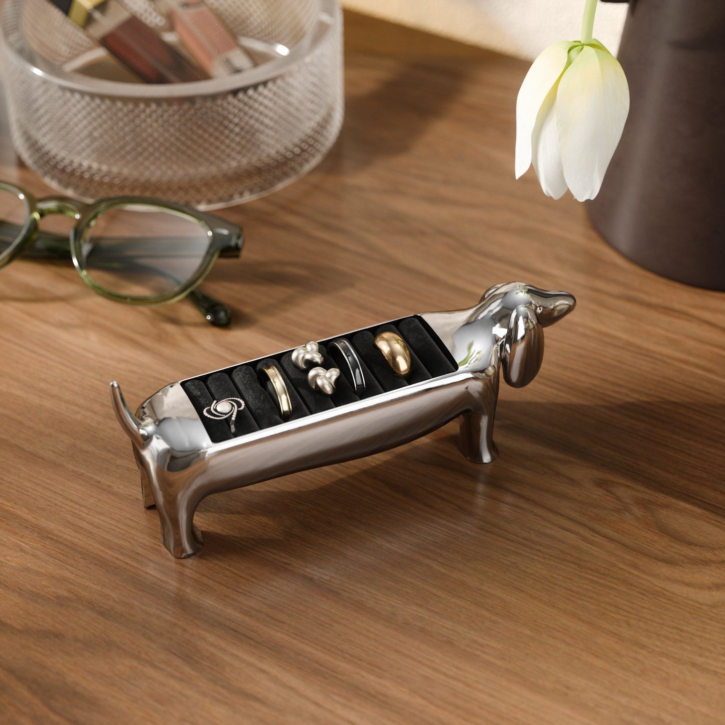 Ringholder Dachsie chrome, en del av kategorien - At Home Interiør