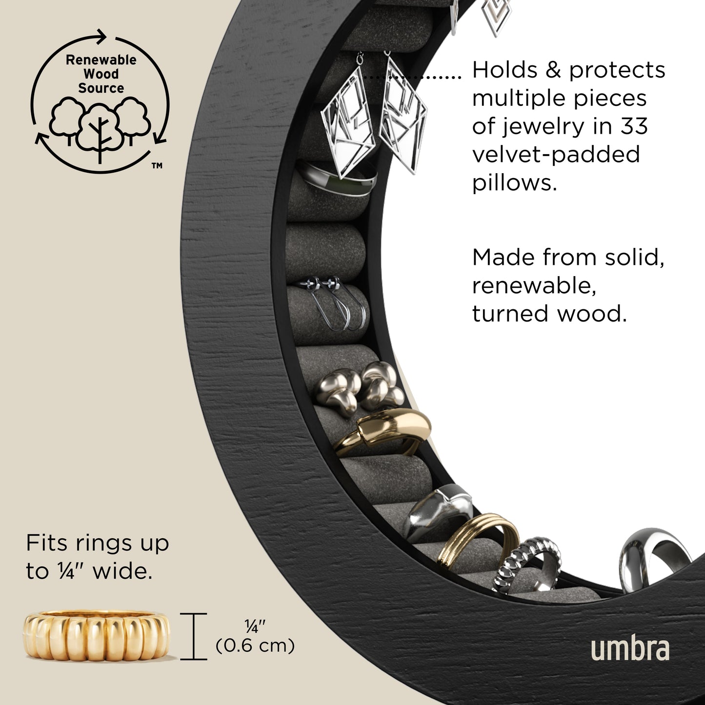Ringholder FERRIS Sort, en del av kategorien - At Home Interiør