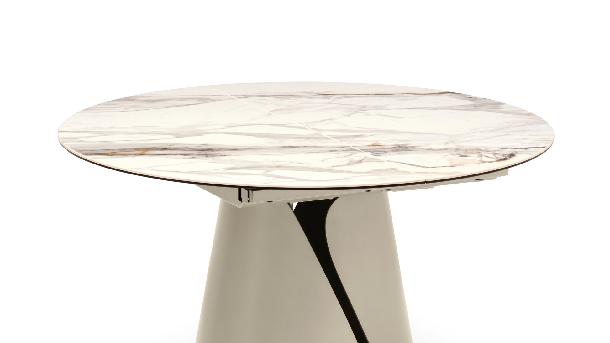 Tango bord med P46M pearl beige base og P31C Calacatta Paonazzo topp