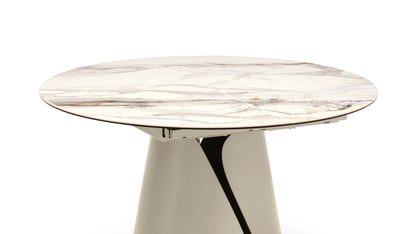 Tango bord med P46M pearl beige base og P31C Calacatta Paonazzo topp