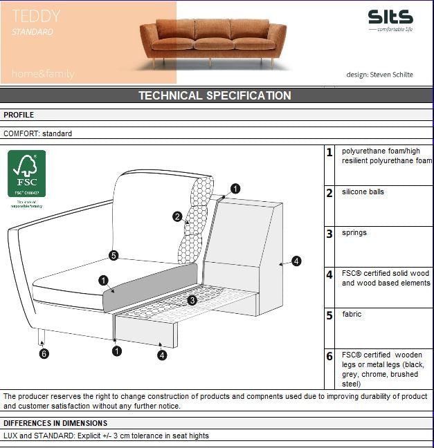 Teddy 3 - seter sofa, en del av kategorien 3 - seter - At Home Interiør