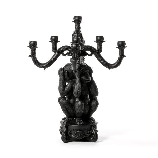 BURLESQUE - THE NO EVIL MONKEYS" CHANDELIER h. Cm.60 - BLACK, en del av kategorien Lysestake - At Home Interiør