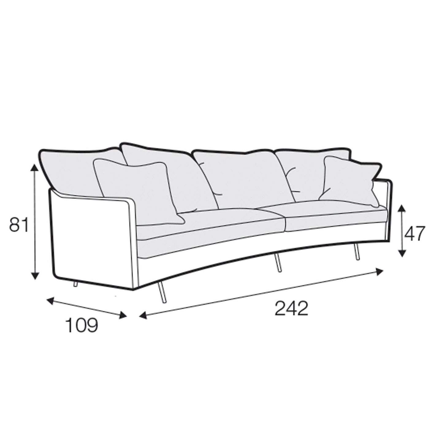 Julia 3-seter XL sofa round, en del av kategorien 3-seter - At Home Interiør